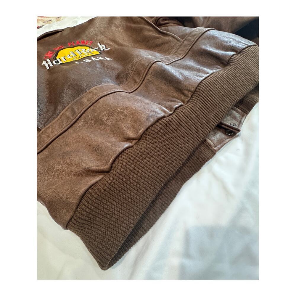 Hard Rock Cafe OSAKA Vintage LEather Bomber Jacket - Picture 12 of 16